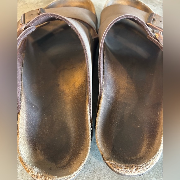 Birkenstock Arizona Birko Flor Dark Brown Size 10 Women’s Double Strap Leather - Picture 10 of 12